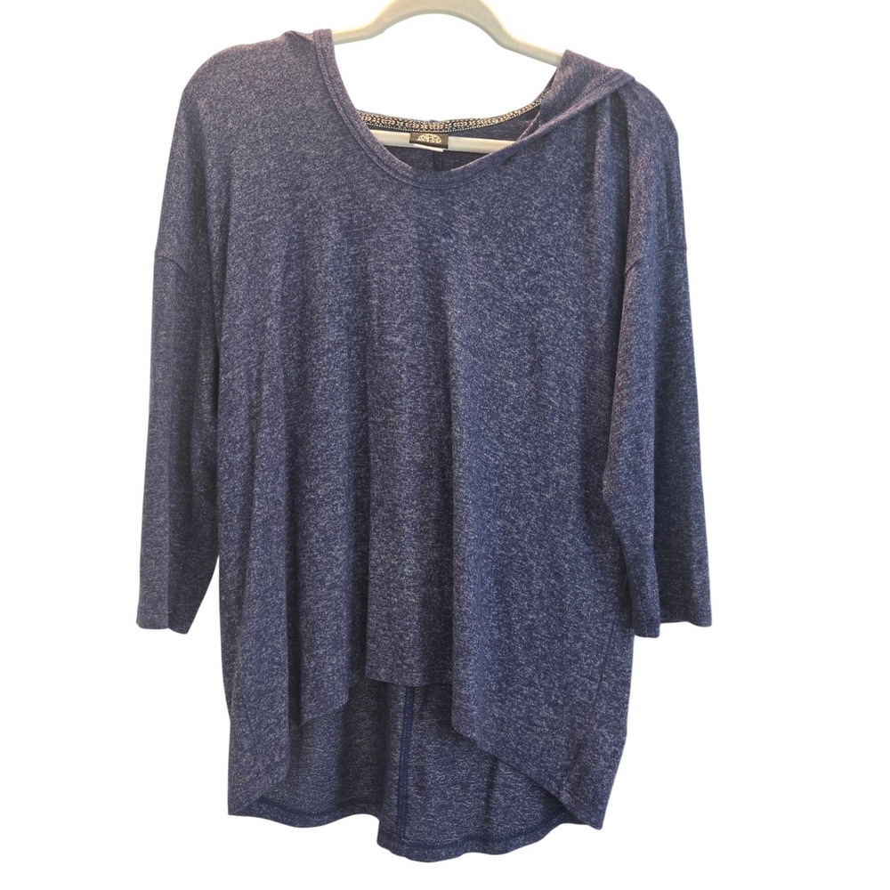 Bobeau Women's Navy Blue Hoodie Knit Pullover Loungewear‎ Boho Casual Small